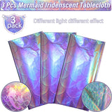 3Pcs Mermaid Iridescence Plastic Tablecloths Mermaid Laser Table