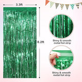 Green Metallic Tinsel Foil Fringe Curtains, 4 Pack 3.3x8.3 Feet Party