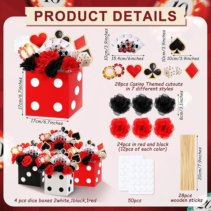 4 Sets Casino Party Decorations Poker Theme Table Centerpieces Party