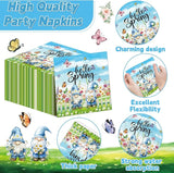 96Pcs Spring Party Supplies Hello Spring Paper Plates and Napkins