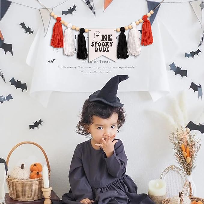 Halloween One Spooky Dude High Chair Banner Little Ghost Baby 1st