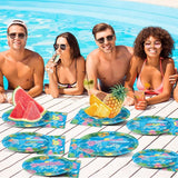 96Pcs Pool Party Plates and Napkins Neon Pool Party Decorations for