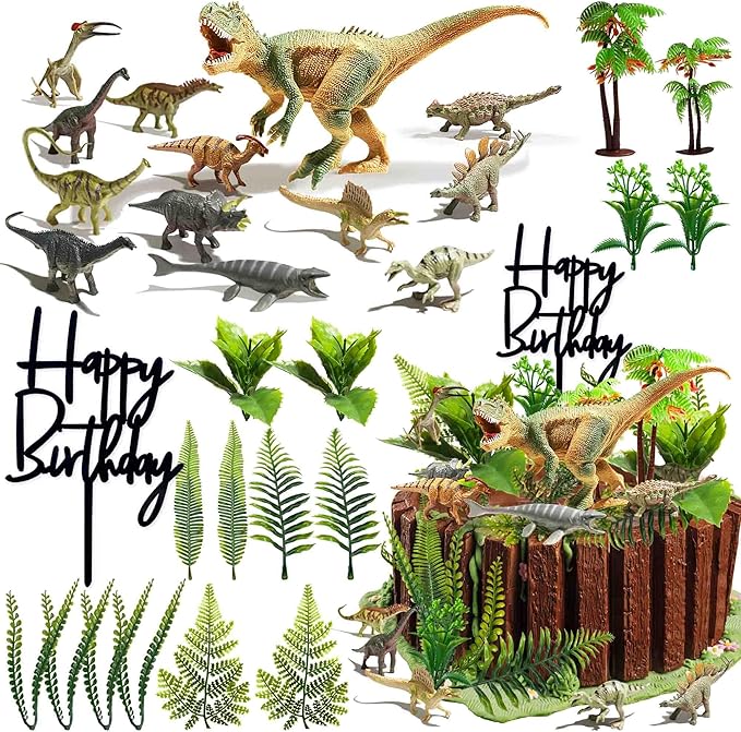 Dinosaur Birthday Cake Decorations Jungle Cake Decorations Happy
