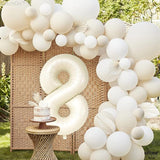 KatchOn, Giant Cream White Number 8 Balloon - 40 Inch | 8th Birthday