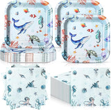 72 Pcs Under The Sea Plates and Napkins Set Serve 36 7 Square Paper