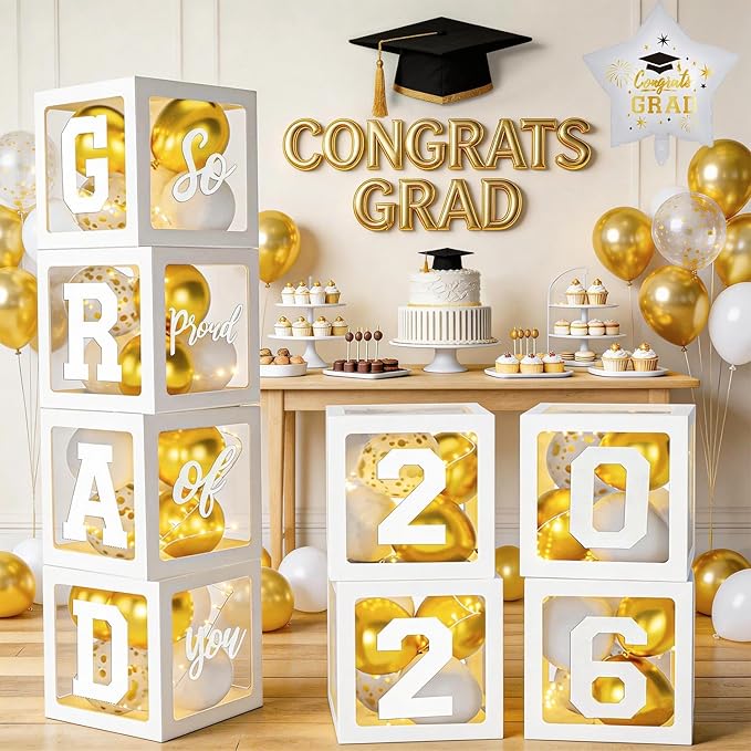 2026 Graduation Decorations, White Graduation Decorations, Balloons