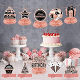 10Pcs Rose Gold Birthday Decorations Honeycomb Centerpieces for Girls