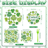 96 Pieces St Patrick's Day Tableware Set Green Shamrock Disposable