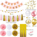 Pink and Gold Birthday Party Decorations for Women with Happy
