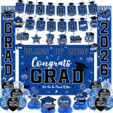 Graduation Decorations 2026 Blue Set, Congrats Grad Decor Set with