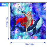 Aimego Funny Cat Shower Curtains - Cute Cat Riding Whale Shark on