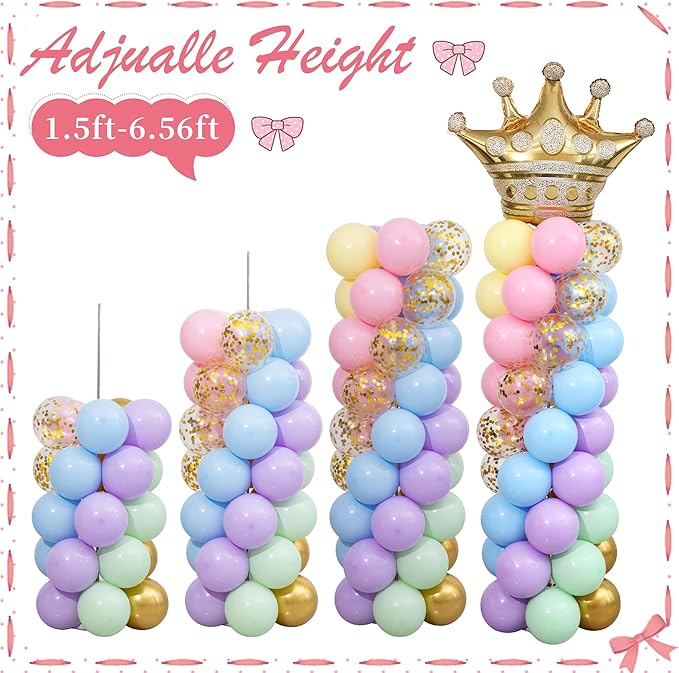 Pastel Princess Party Balloon Column Stand Arch Kit Set of 2 for