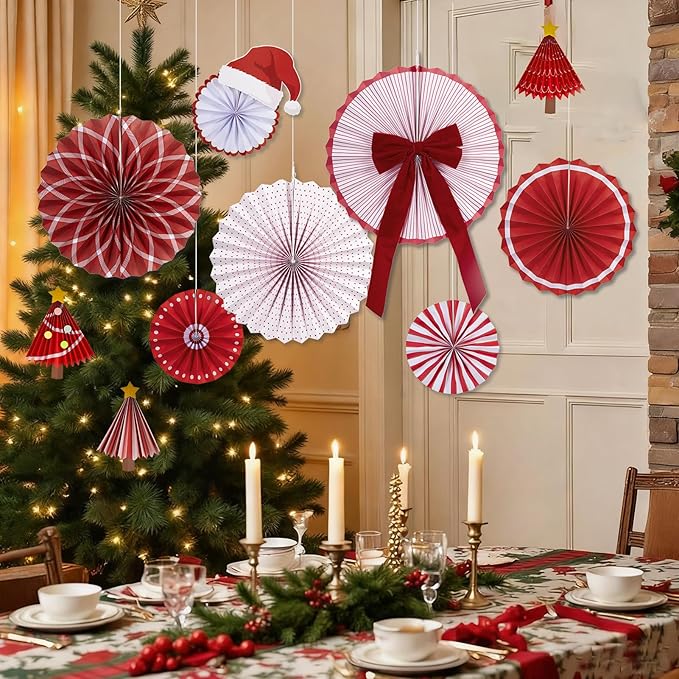 Christmas Paper Fan Decorations Christmas Decorations Classroom Red