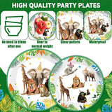 96Pcs Jungle Birthday Party Plates and Napkins Safari Animals Themed
