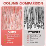 Voircoloria 3 Pack 3.3x8.2 Feet Rose Gold Foil Fringe Backdrop