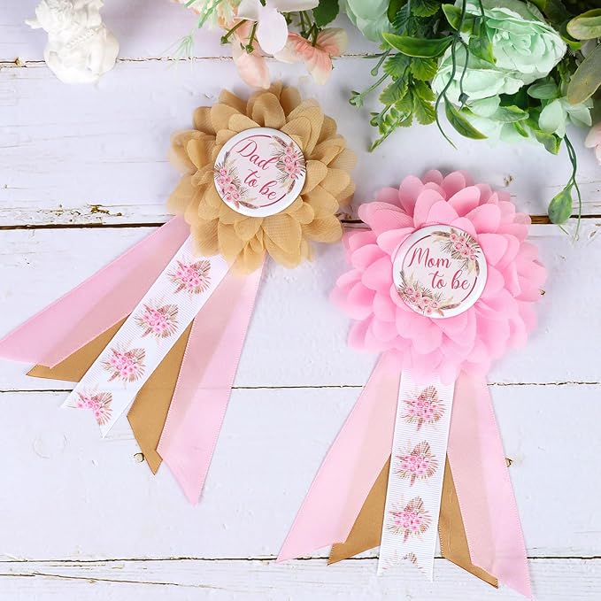 Boho Baby Shower Maternity Sash Kit - Pink Neutral Baby Shower Belly