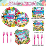 100 Pcs Tropical Aloha Flamingo Birthday Party Supplies Set Serves