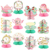 Liliful 12 Pcs Tea Party Decorations Floral Teapot Honeycomb