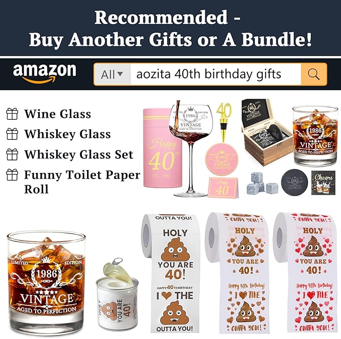 40th Birthday Gifts for Men Whiskey Glass Set 40th Birthday