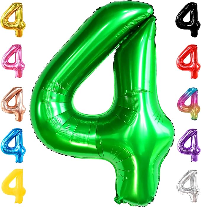 KatchOn, Dark Green Number 4 Balloons - 40 Inch | 4 balloon Green for