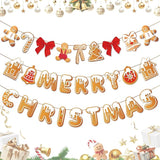 Merry Christmas Banner Gingerbread Christmas Hanging Decoration 3PCS