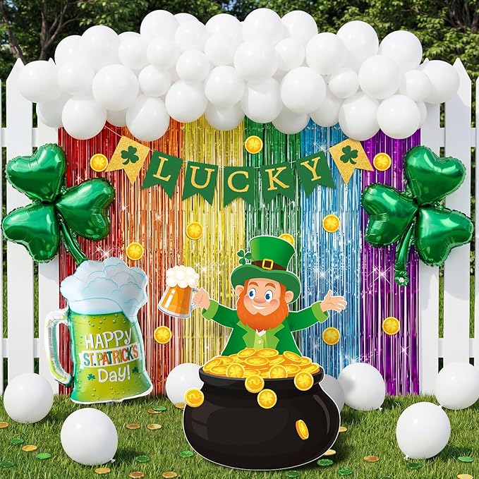 137 Pcs St Patrick's Day Balloons Party Decorations Shamrock Foil