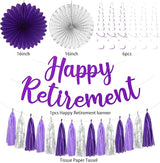Retirement Party Decorations Women Purlpe Glitter Happy Retirement