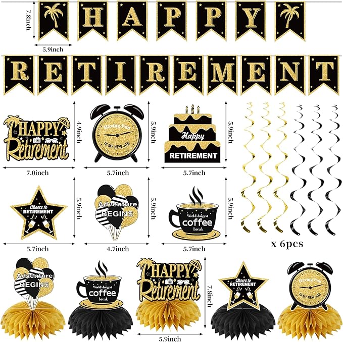 20PCS Happy Retirement Party Decorations Kit for Men Women Kuxriox