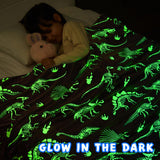inhand Dinosaur Blanket for Kids Glow in the Dark Blanket Christmas