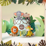 19pcs Safari Animal Cake Topper Jungle Wild Cake Toppers with Leaves