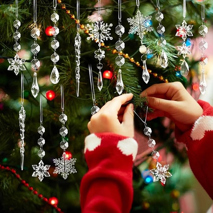 Christmas Tree Decoration Crystal Ornaments - 48pcs Acrylic Christmas