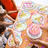 96Pcs Princess Birthday Party Supplies Four Ever a Princess Plate