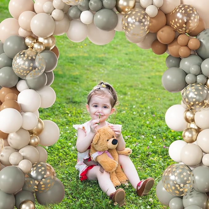 Amandir 173Pcs Dusty Green Nude Balloon Arch Garland Kit, Blush Cream