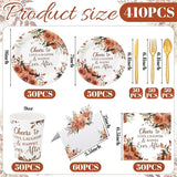 410 Pcs Terracotta Floral Wedding Decorations Fall Paper Plates and