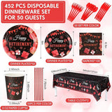 452 Pcs Retirement Party Decorations Supplies Set Include Red Black