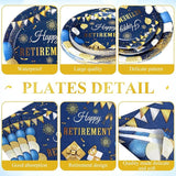 Pickmesh 194 Pcs Blue Gold Happy Retirement Party Decorations
