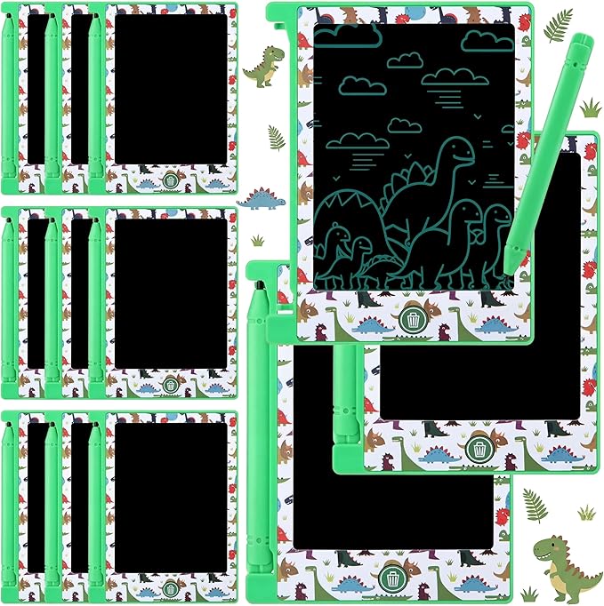 12 Pack Dinosaur Party Favors Mini LCD Writing Tablet for Kids 4.6