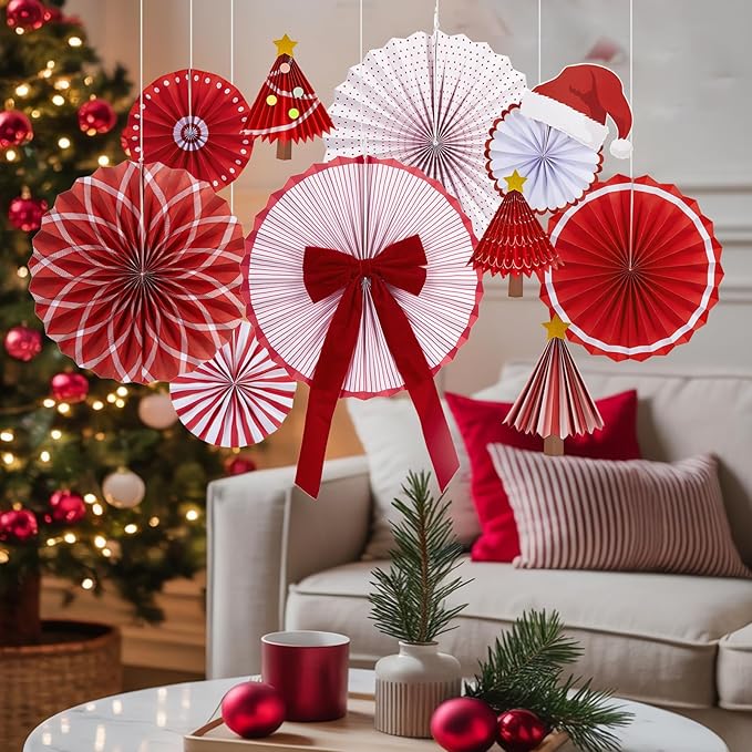 Christmas Paper Fan Decorations Christmas Decorations Classroom Red