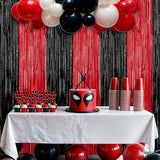 KatchOn Red and Black Fringe Curtain - 6.4x8 Ft Pack of 2 | Red and