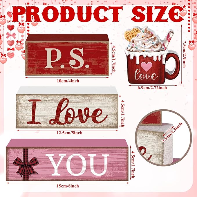 4 Pcs Valentine's Day Table Decoration Wooden Ice Cream Cup
