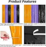 2 Pack Halloween Backdrop, 3.28 FT x 7.05 FT Foil Fringe Curtains,