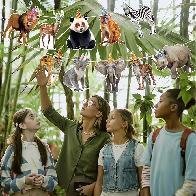 Hooqict Safari Animals Happy Birthday Banner Animal Birthday Decoratio