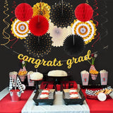 Red-Black Gold Party-Decorations Graduation Banner-Streamers - 18pcs