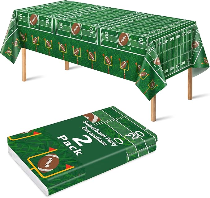 Super Game Bowl Party Decorations 2026 - Green Tablecloth for