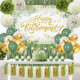 Sage Green Retirement Party Decorations Happy Retirement Banner Foil