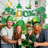 St Patrick's Day Decorations Kit with Banner 10 Hanging Swirls NO