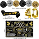 40th Birthday Decorations for Men Women 21pcs the Year 1986 Banner