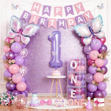 1st Birthday Decorations for Girls, 40 Inch Purple Number 1 Balloon,