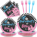 96 Pcs Gender Reveal Burnouts or Bows Party Plate and Napkins