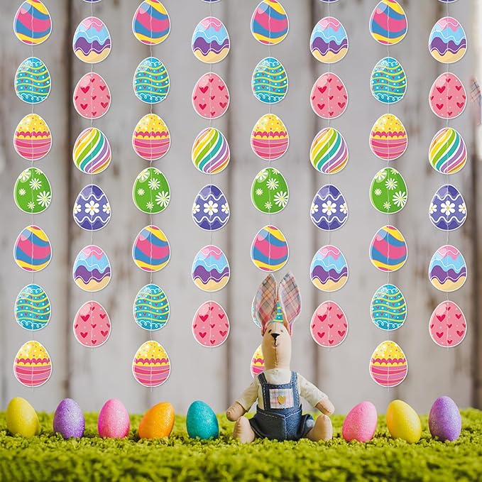 Easter Egg Party Decoration Garland 8pcs Pastel Rainbow Spring